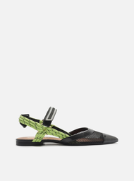 Sapatilha Preta Arezzo Tela Slingback Cordão Velcro