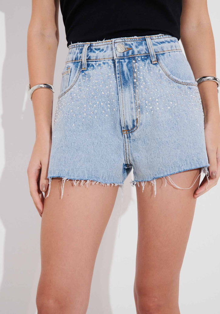 Short Jeans Azul My Favorite Things Comfort com Strass