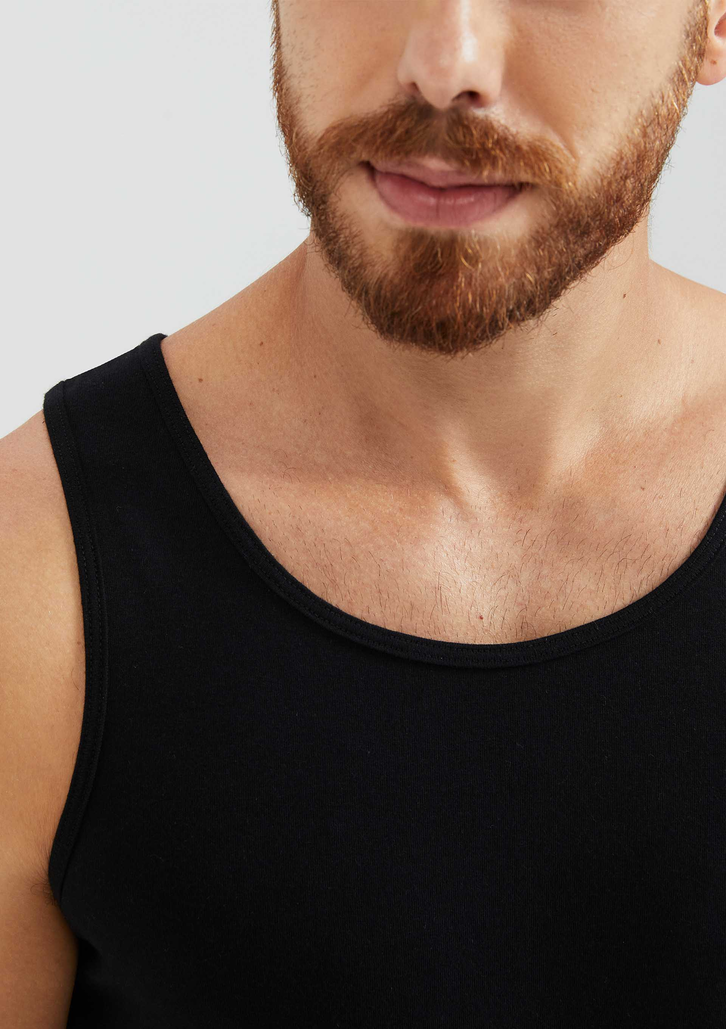 Kit Com 3 Regatas Pretas Hering Masculinas Básicas Slim