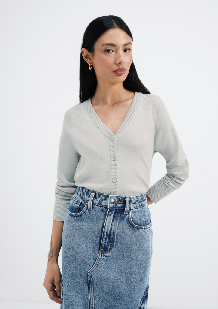 Cardigan Cinza Hering Em Tricô