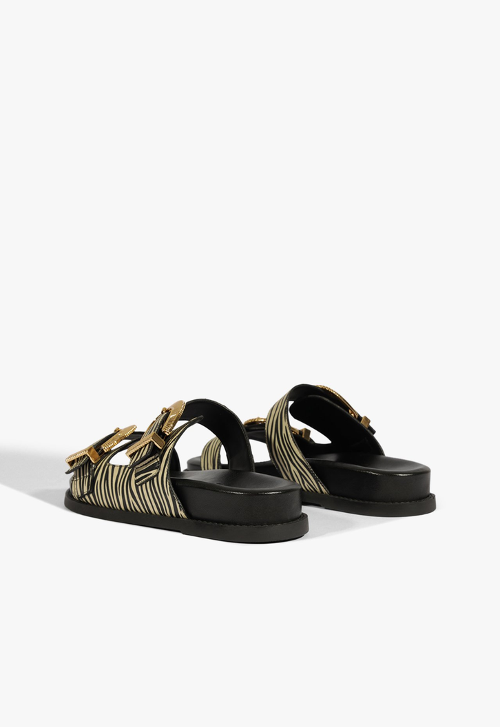 Sandália Papete Slide Camurça Zebra