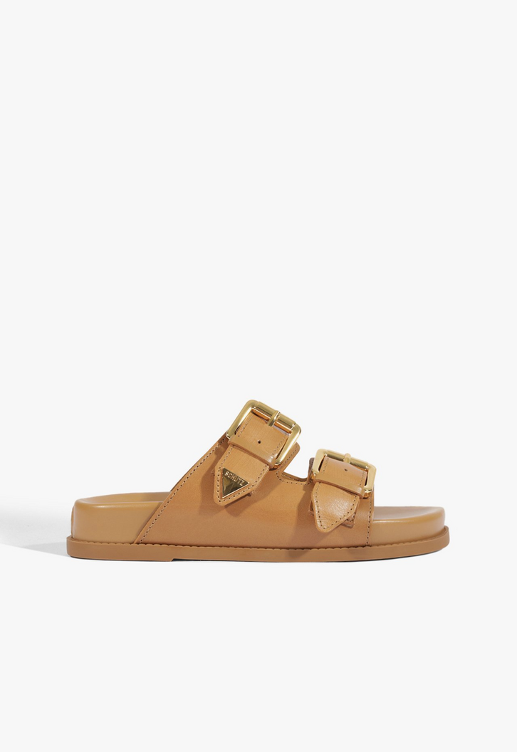 Sandália Papete Aurora Couro Marrom