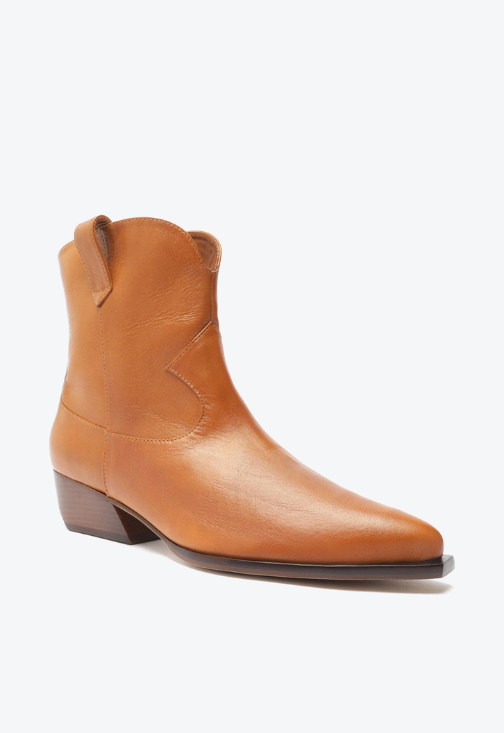 Bota Western Marrom Arezzo Couro Cano Curto