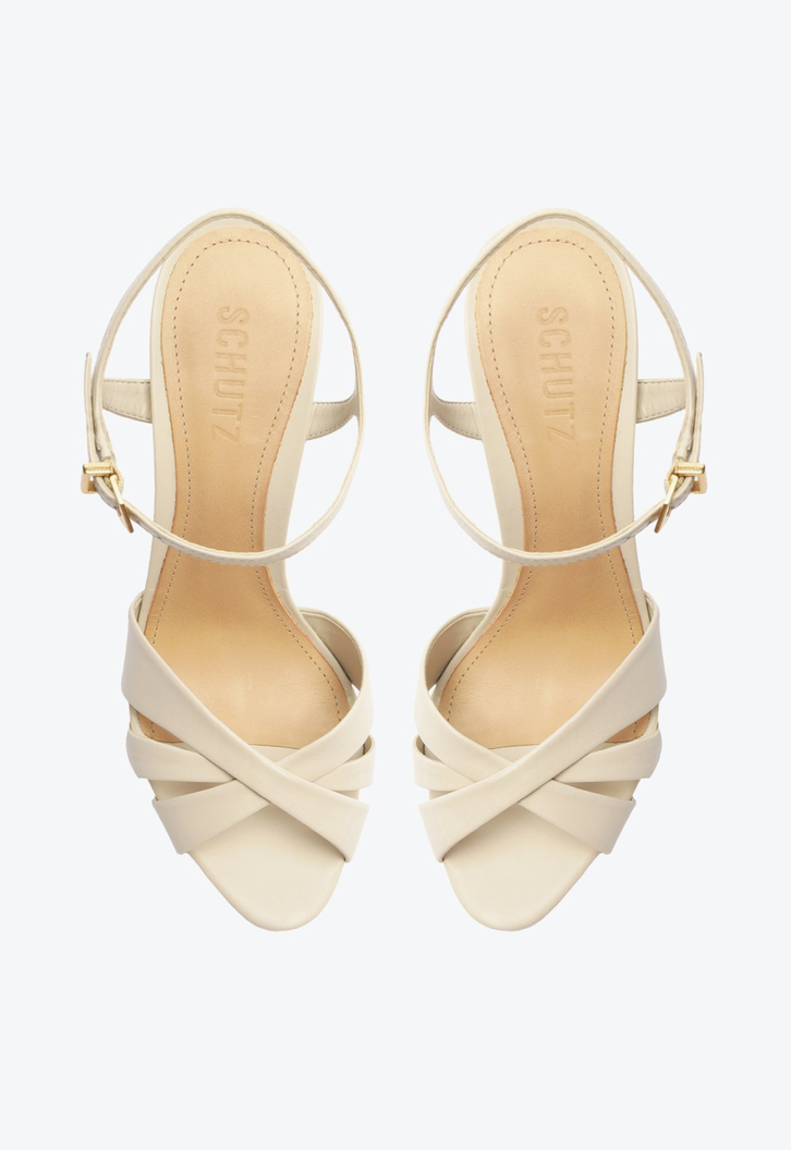 Sandália Off-white Schutz Keefa High Block Couro