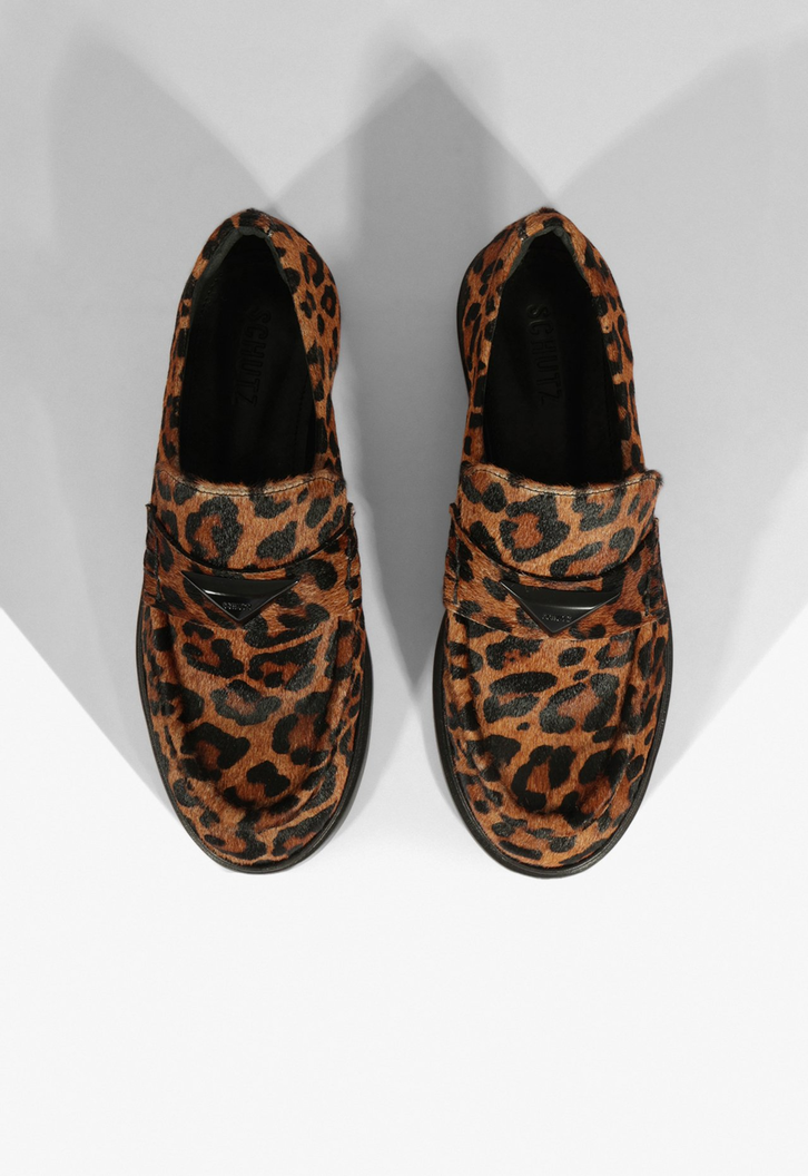 Mocassim Flat Couro Animal Print