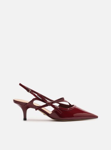 紅 Scarpin Vermelho Salto Fino Slingback Laço | ZZ MALL