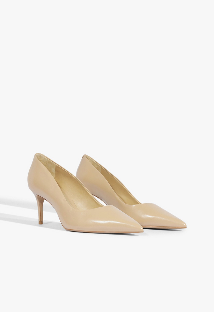 SAPATO SCARPIN LENA LOW COURO BEGE