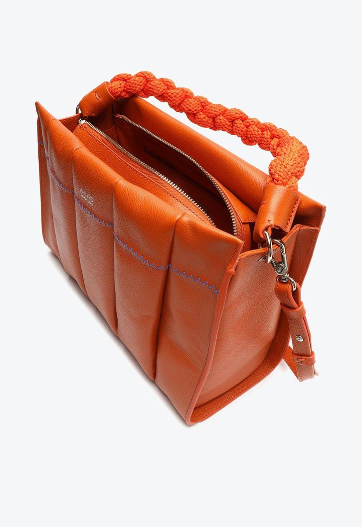 Tote Laranja Arezzo Couro Milano Grande Alça Cordão