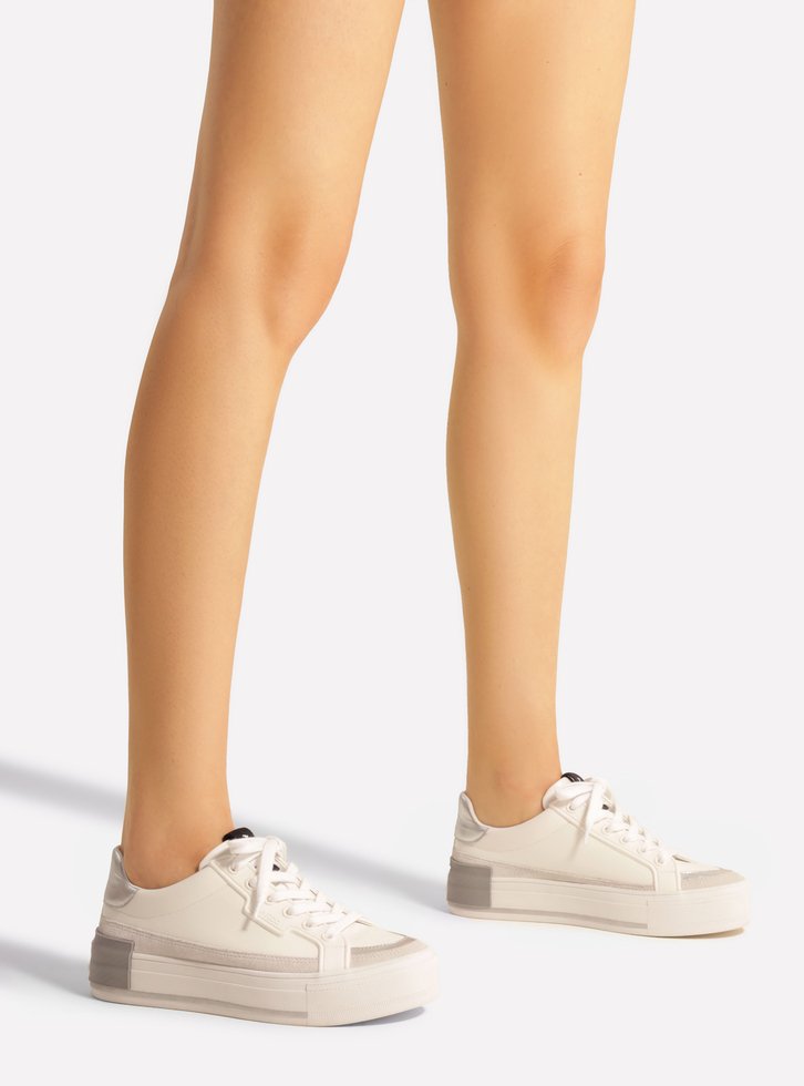 Tênis Flatform Branco Prata Arezzo Amarração