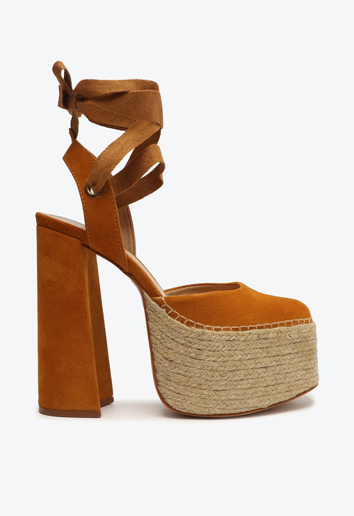 Sandália Nala Espadrille Corda Camurça Marrom