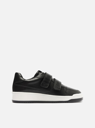 Tênis Slip On Preto Arezzo Couro Tiras Velcro