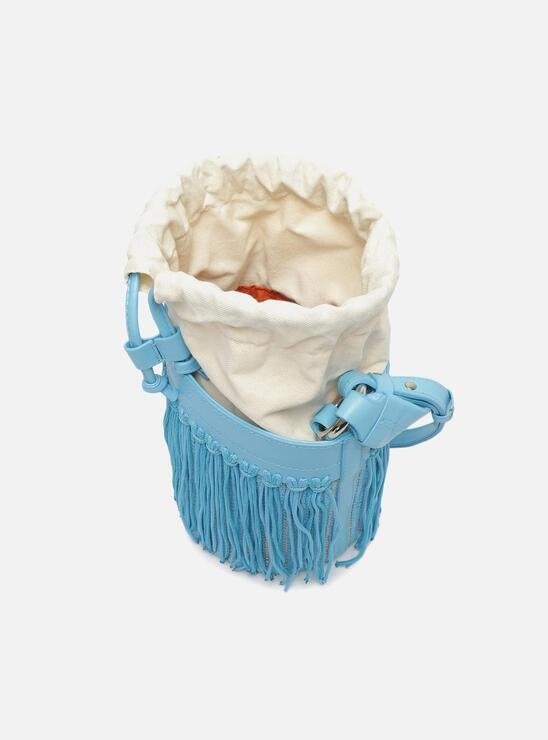 BOLSA BUCKET AZUL AREZZO FRANJAS LUCI MÉDIA