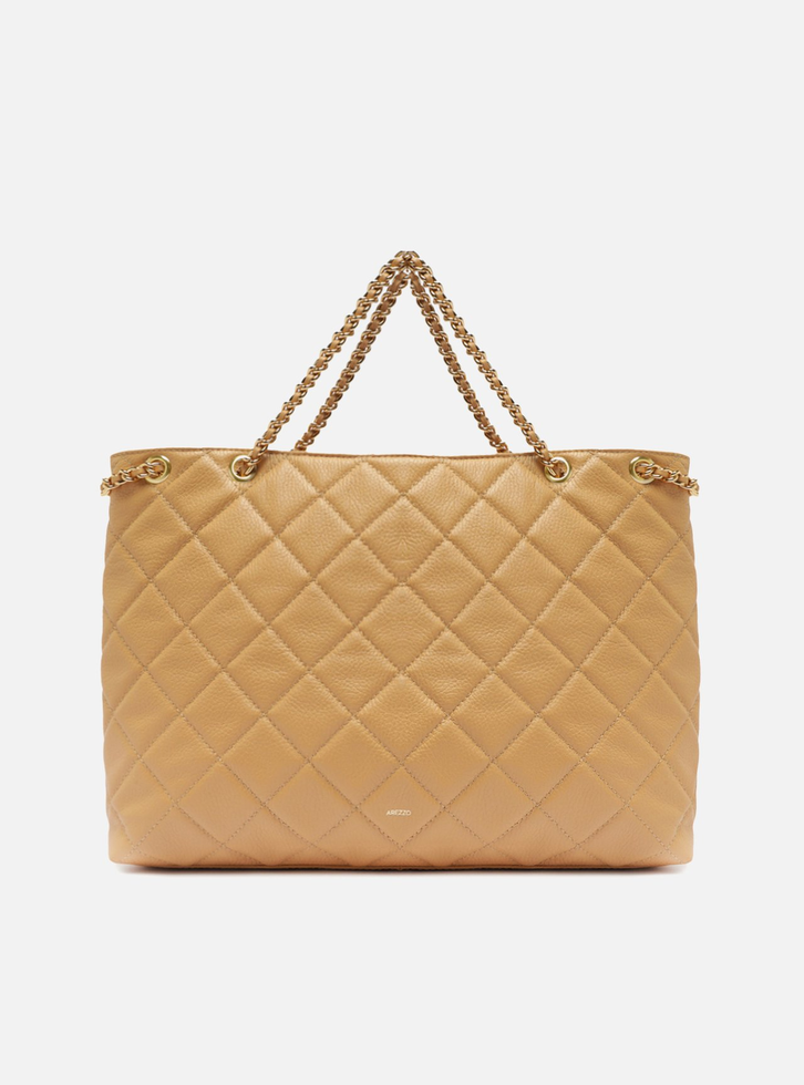 Bolsa Tote Nude Arezzo Couro Matelassê Grande