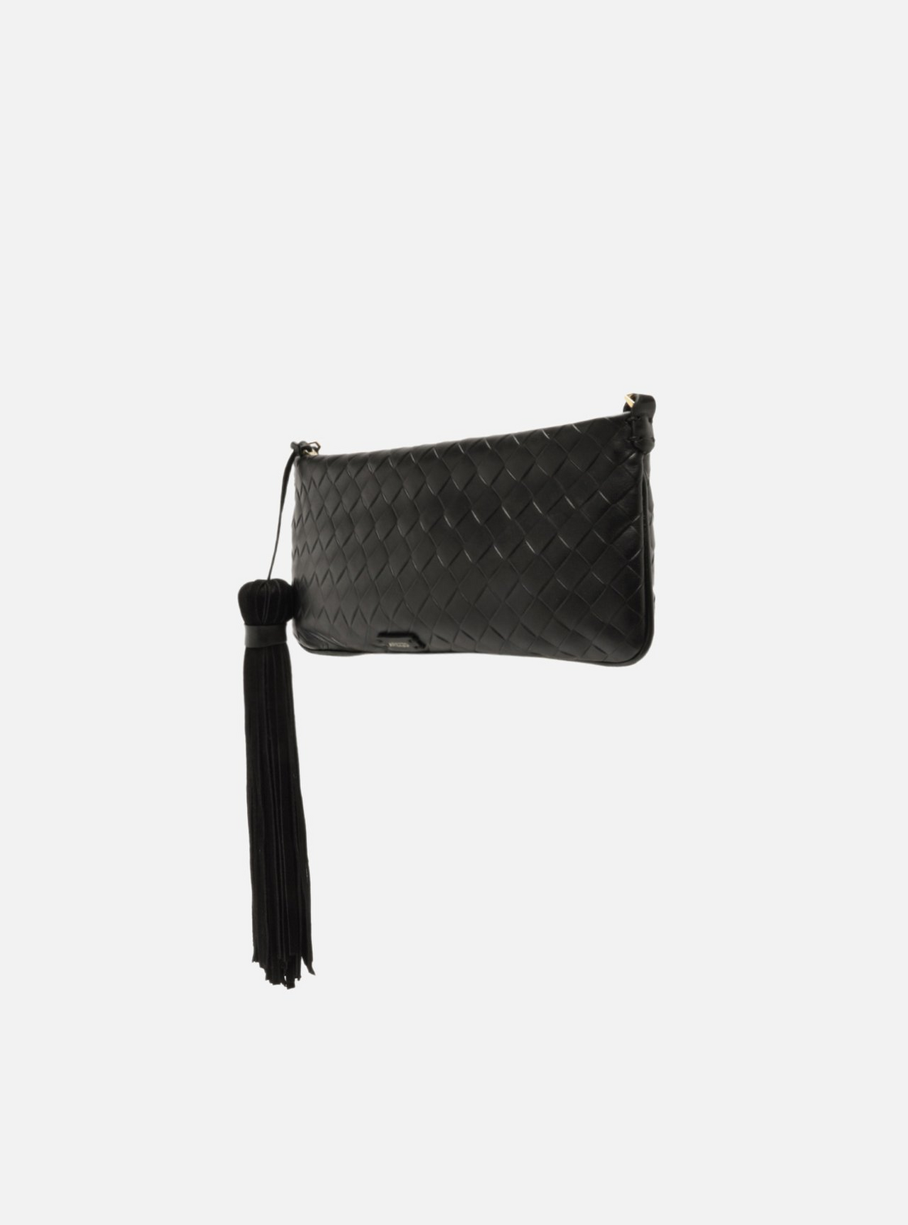 Bolsa Clutch Preta Couro Pequena Tressê Franja | ZZ MALL