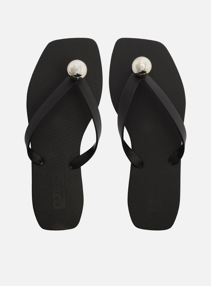 Chinelo de Dedo Preto Square Metal Esfera