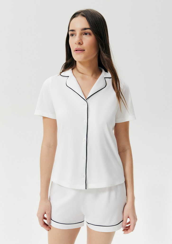 Pijama Curto Off-White Hering Com Botões
