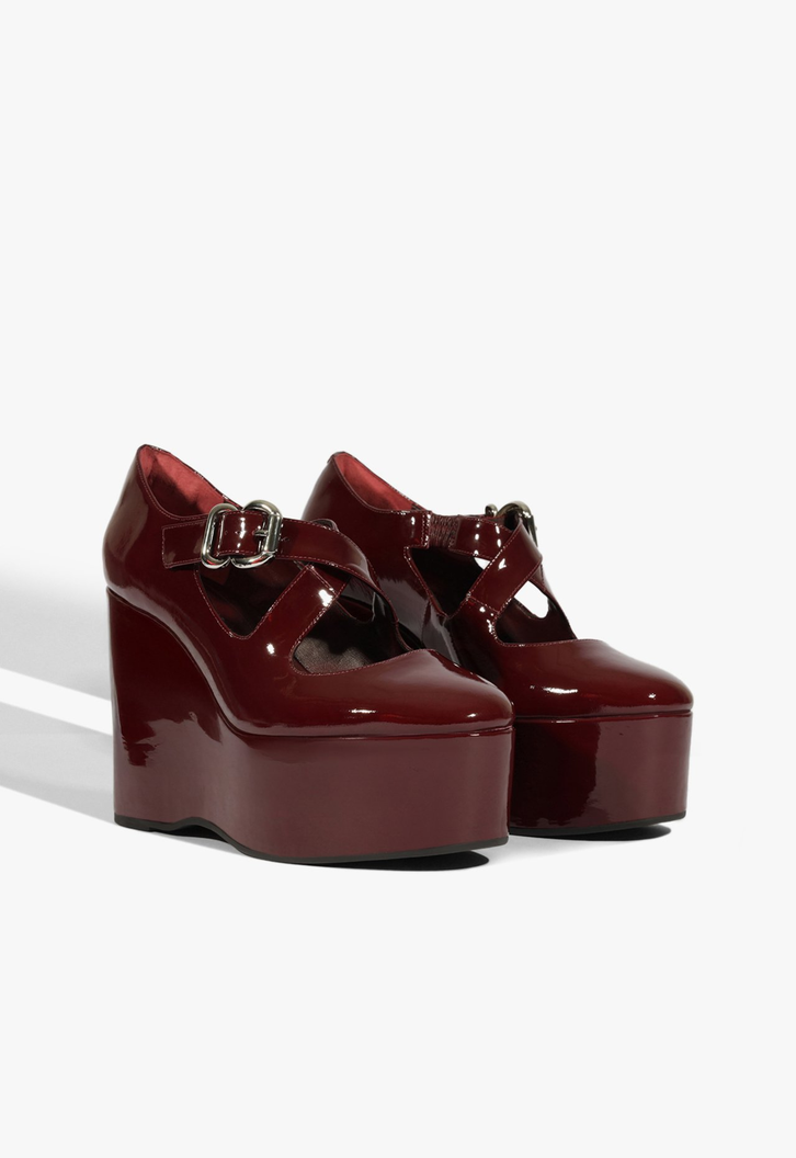 Scarpin Plataforma Myriam Couro Vinho