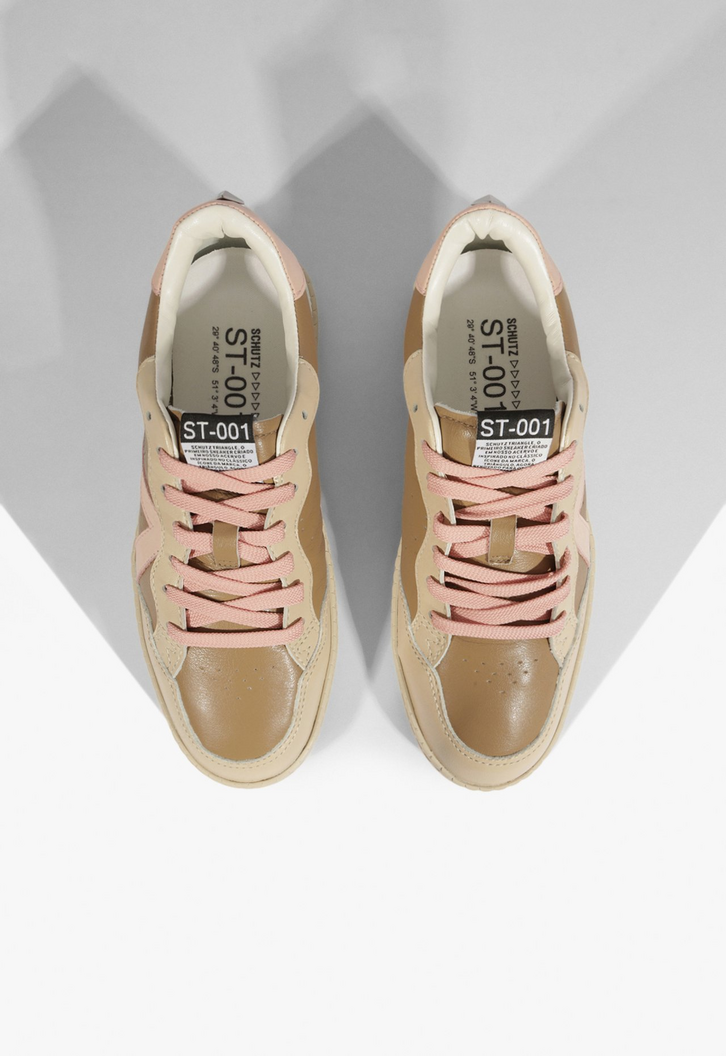 Tênis Schutz ST 001 Couro Bege Rosa