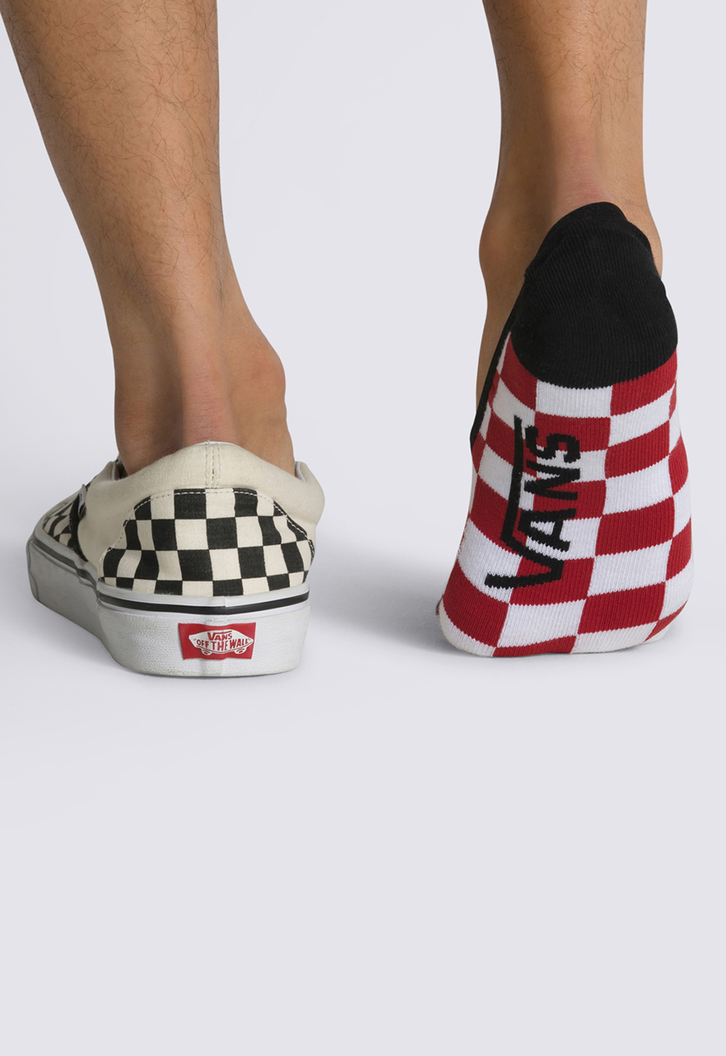 Meia Classic Super No Show (3 Pares) Red White Check