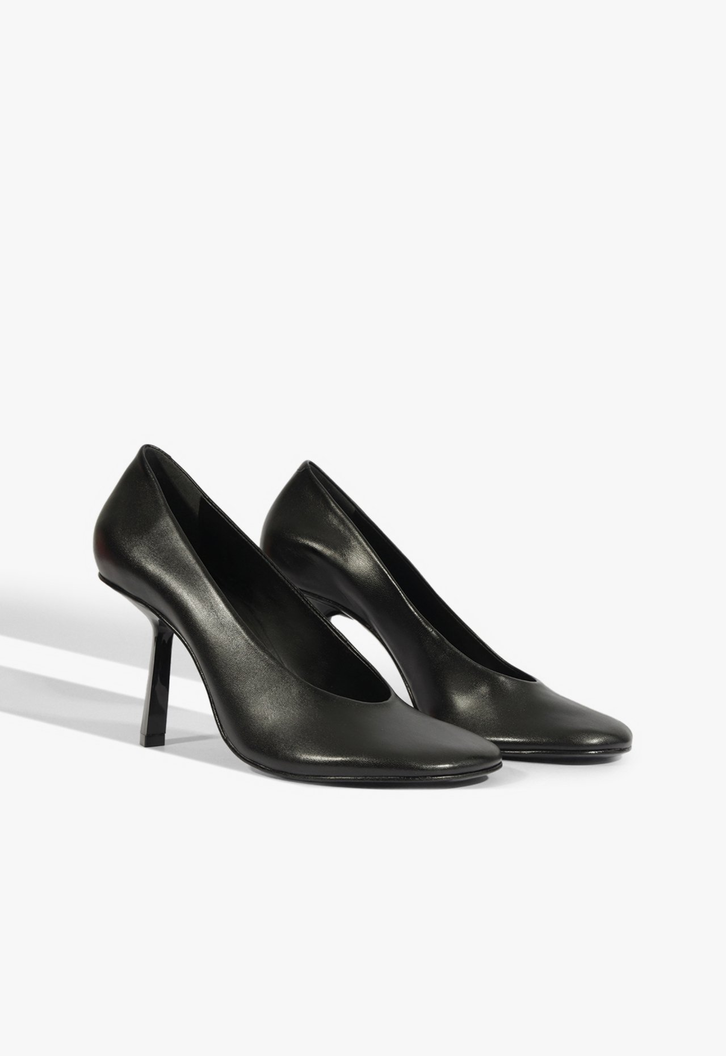 Scarpin Couro Salto Fino Alto Preto