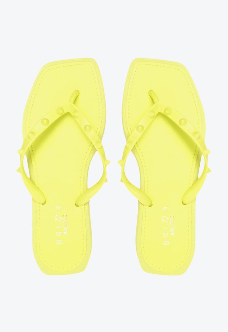 Chinelo De Dedo Amarelo Brizza Bico Quadrado Rock