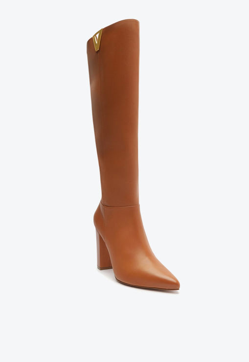 Bota Cano Longo Annika Couro Marrom