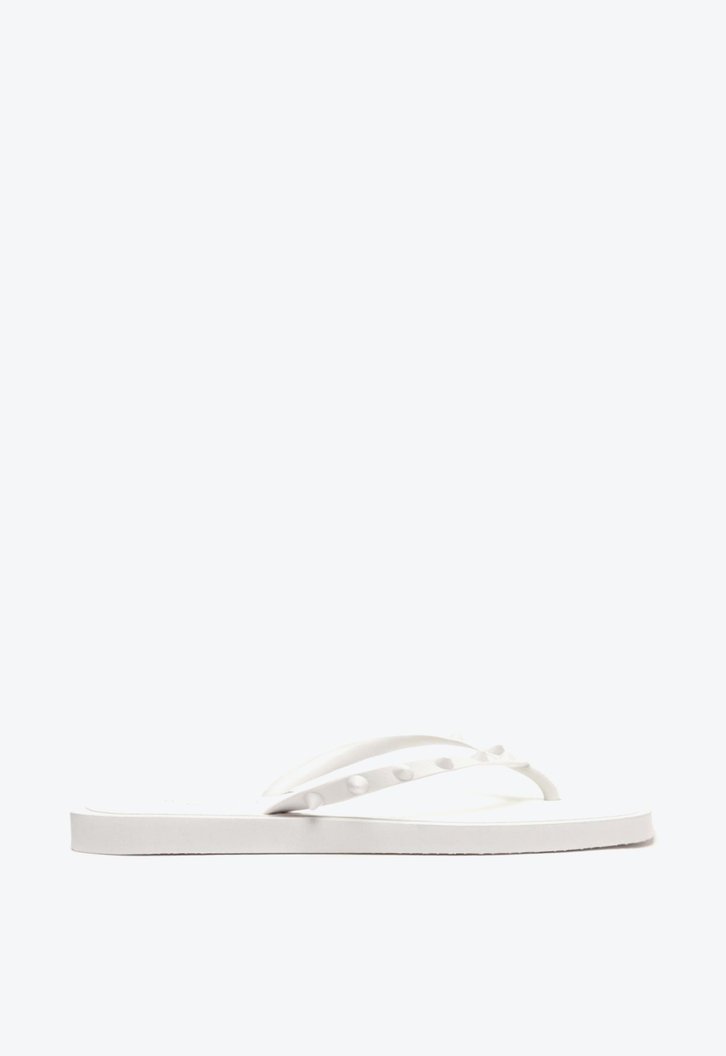 Chinelo De Dedo Branco Brizza Bico Quadrado Rock