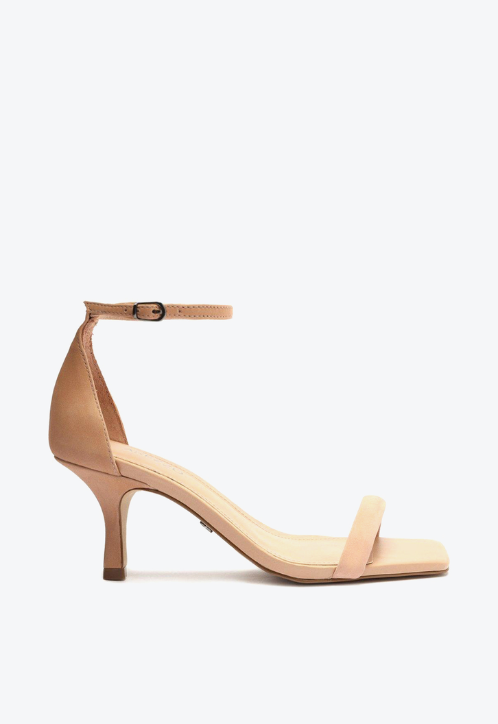 Sand lia Nude Arezzo Nobuck Salto Fino Bico Quadrado ZZ MALL