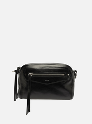 Bolsa Tiracolo Preta Arezzo Couro Média Bolso Frontal