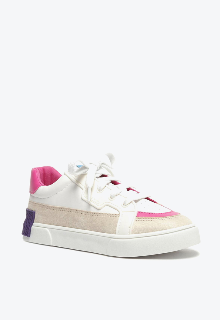 Tênis Branco Arezzo Multimaterial Rosa Bambini