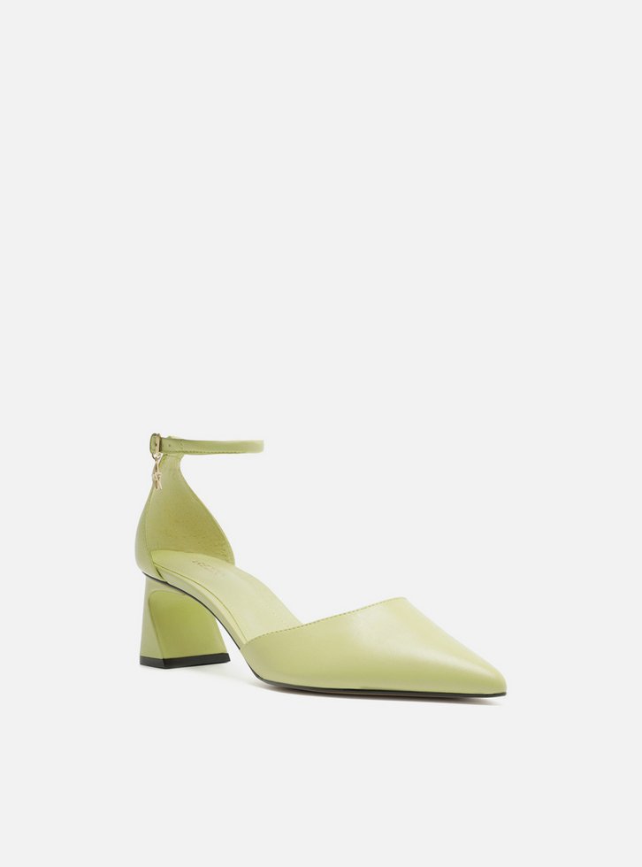 SCARPIN VERDE AREZZO COURO BLOCO ABERTO