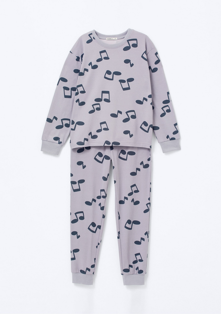 Pijama Infantil Cinza Hering Decote Redondo Estampado