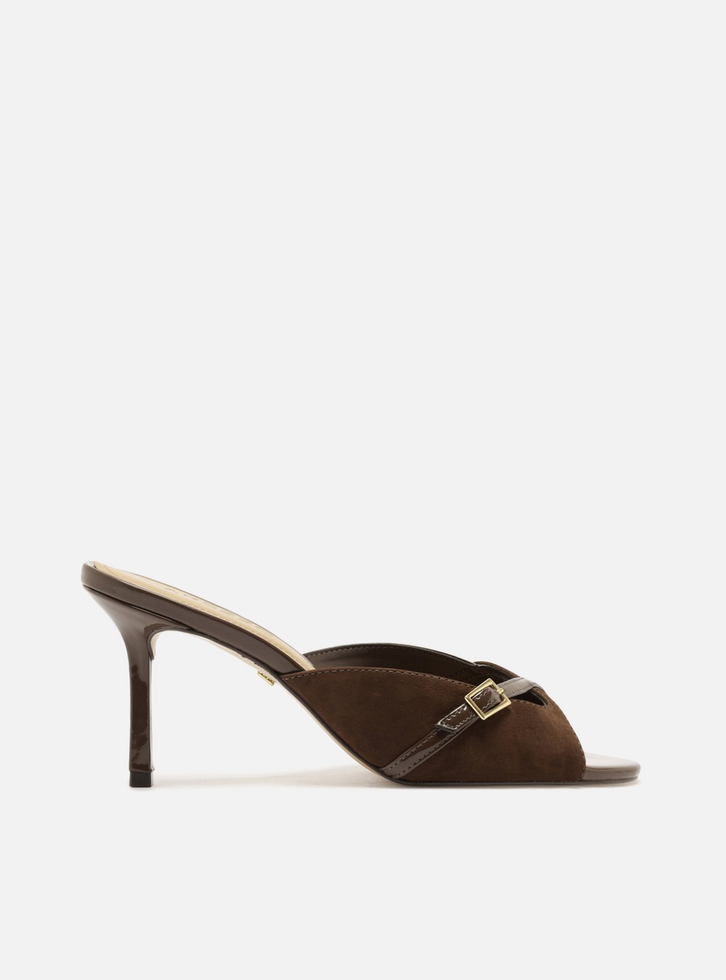 Tamanco Marrom Salto Fino Fivela | ZZ MALL