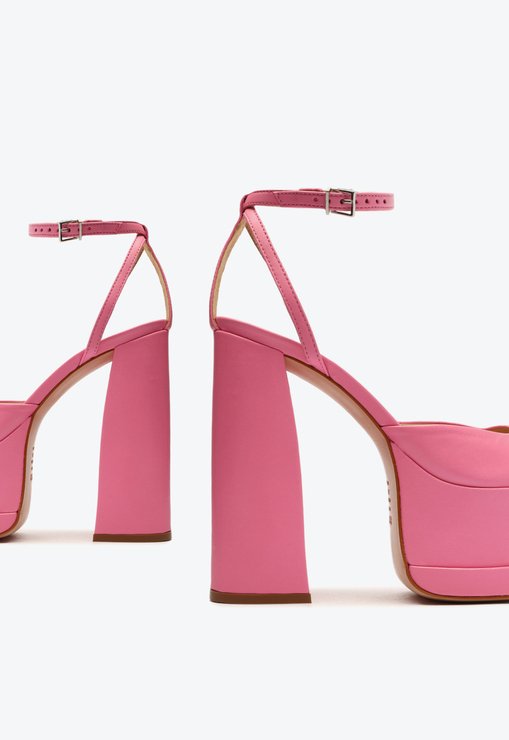 Sapato Scarpin Meia Pata Luan Couro Rosa
