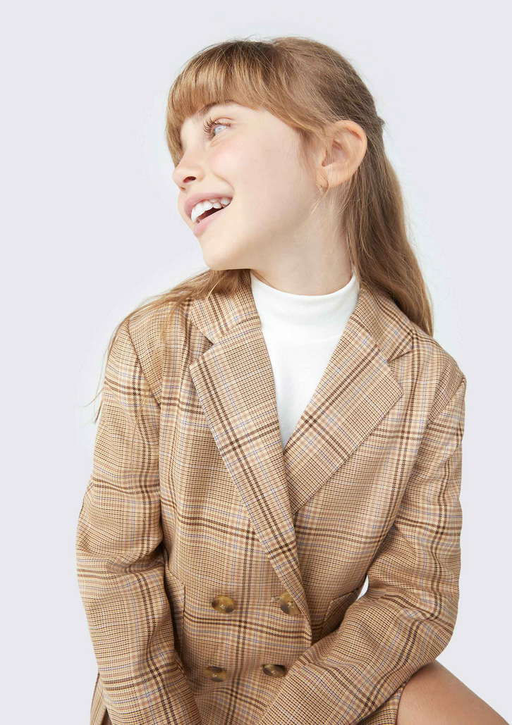 Blazer Infantil Bege Hering Menina Em Xadrez