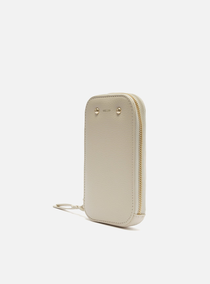 Mini Bag Porta-celular Branca Arezzo Couro Rebites