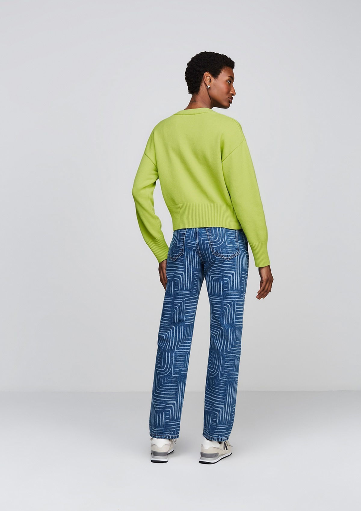 Cardigan Verde Dzarm Amplo Em Tricô e Decote V