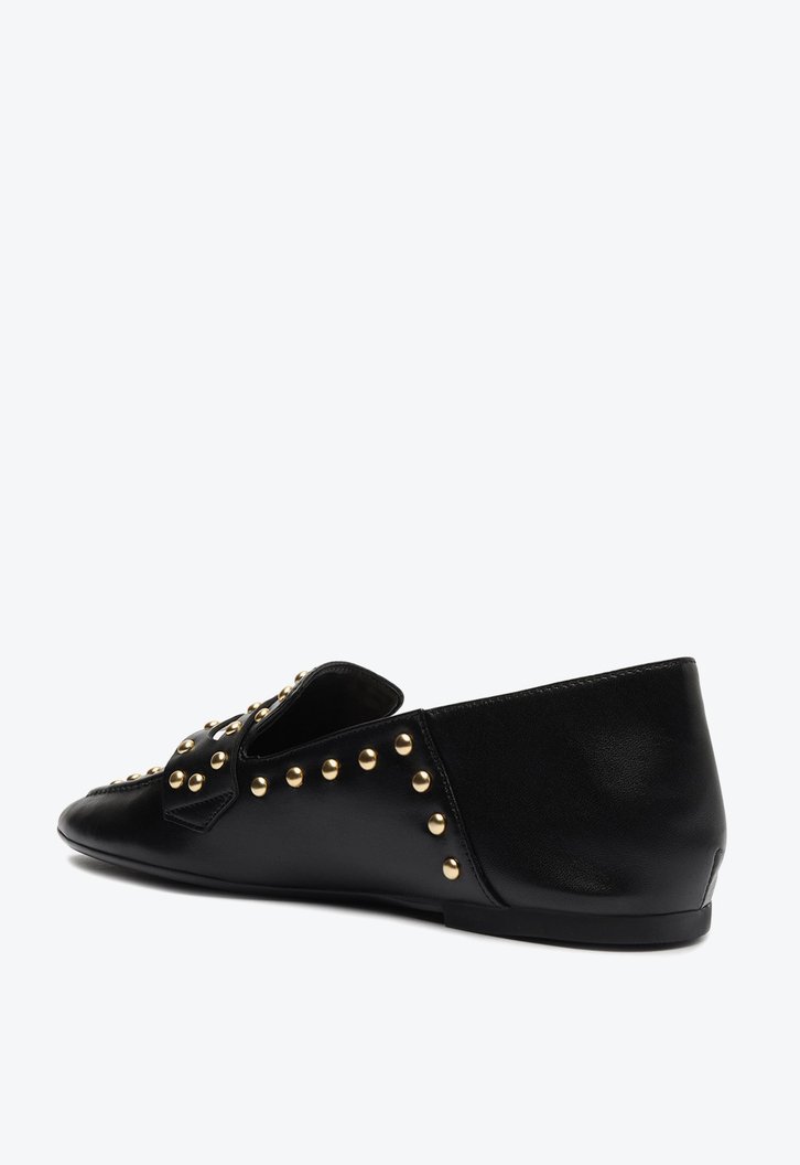 SAPATO MOCASSIM PRETO SCHUTZ BAIXO COURO TACHAS