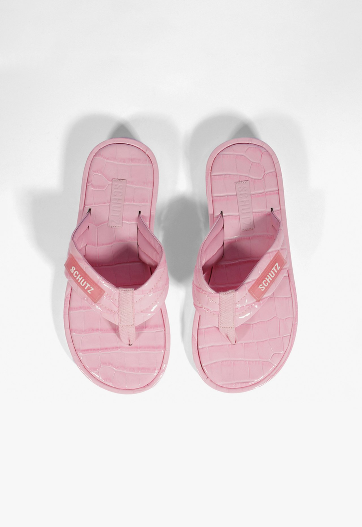 Chinelo Zoe Couro Rosa