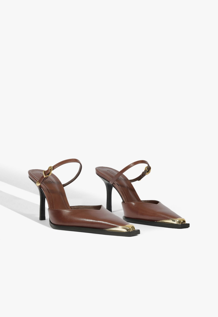 Mule Charlotte Couro Marrom