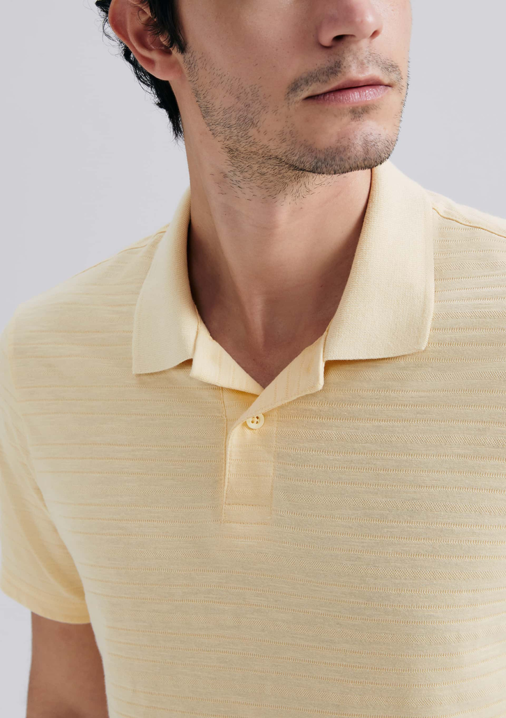 Camisa Polo Masculina Amarela Hering Manga Curta Texturizada