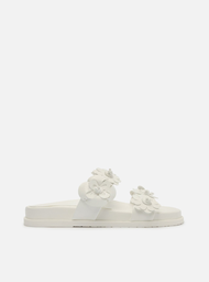 Sandália Papete Branca Arezzo Tiras Flores