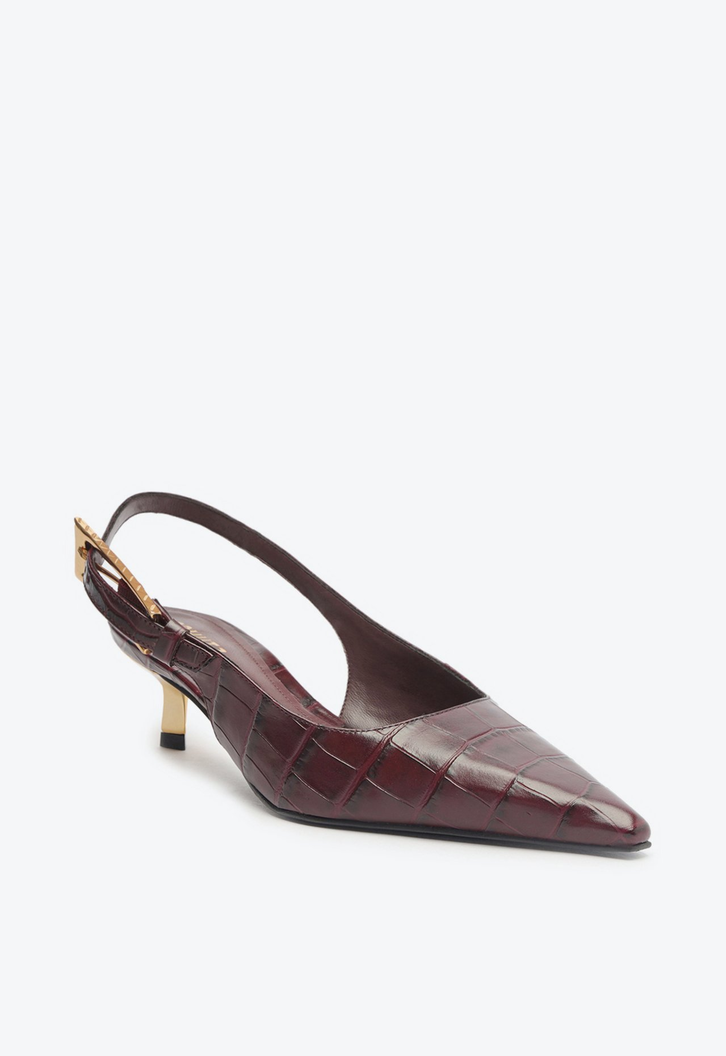 Sapato Slingback Couro Vermelho