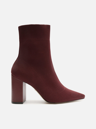 Bota Vermelha Arezzo Knit Cano Médio Salto Alto