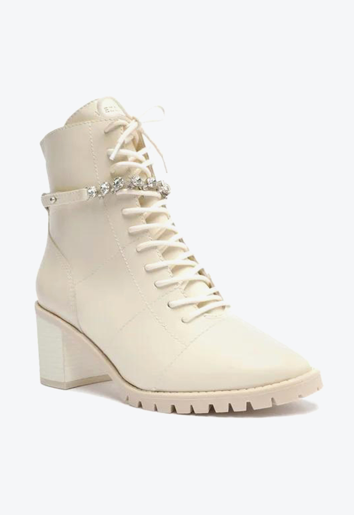 Coturno Off-White Arezzo Couro Tratorado Pedrarias