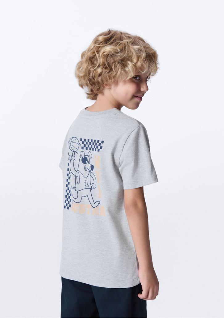 Camiseta Infantil Cinza Hering Menino Regular Estampada