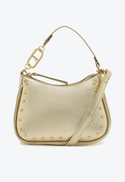 Bolsa Crossbody Dourada Anacapri Duas Alças Pequena Tachas