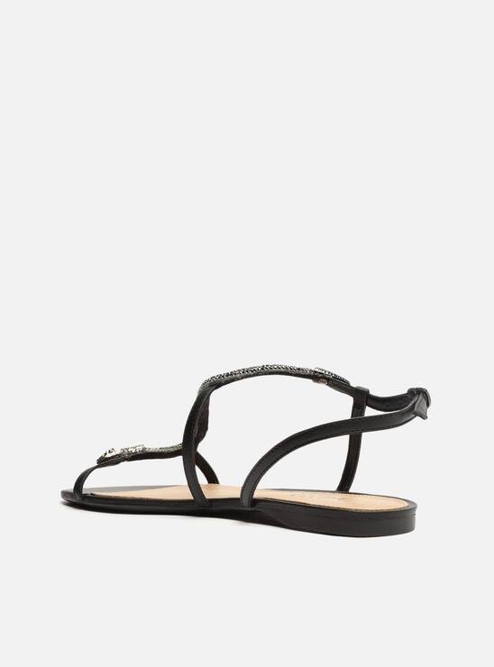 SANDÁLIA RASTEIRA PRETA AREZZO SNAKE STRASS