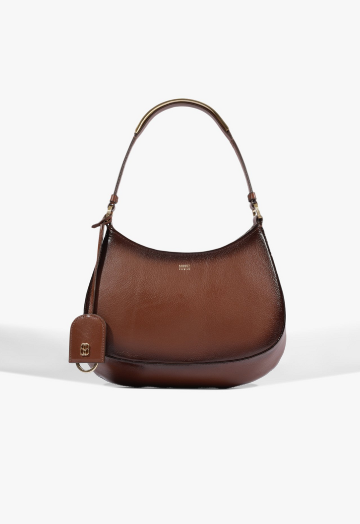 Bolsa Tiracolo Shoulder Elly Média Couro Marrom | ZZ MALL