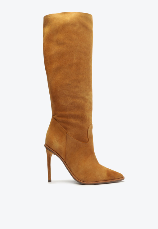 Bota Salto Fino Cristin Camurça Caramelo